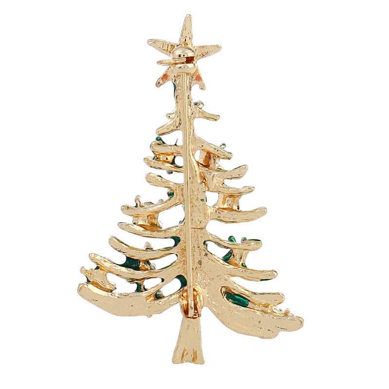 Golden christmas tree brooch