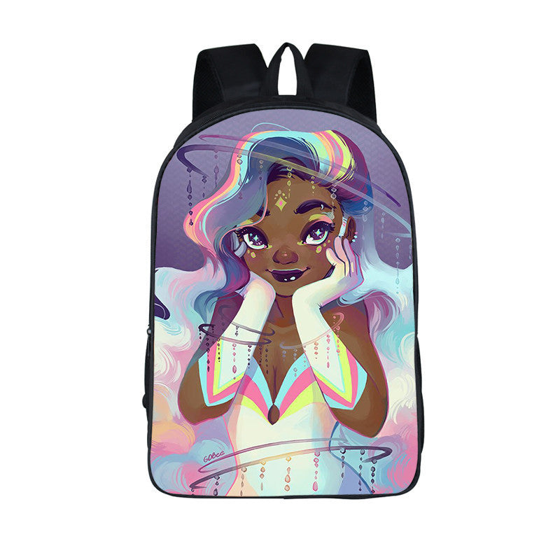 3D African Girl New Cartoon Print Backpack