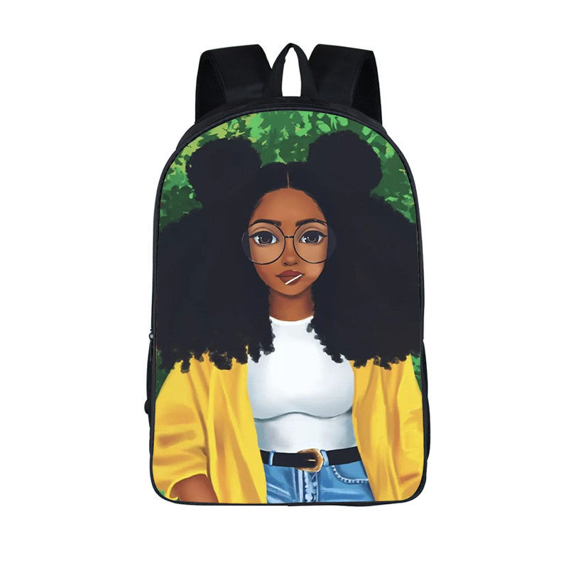 3D African Girl New Cartoon Print Backpack