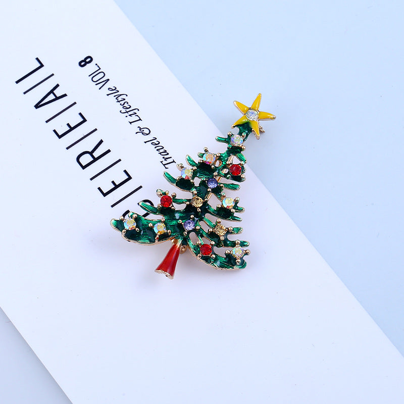 Golden christmas tree brooch