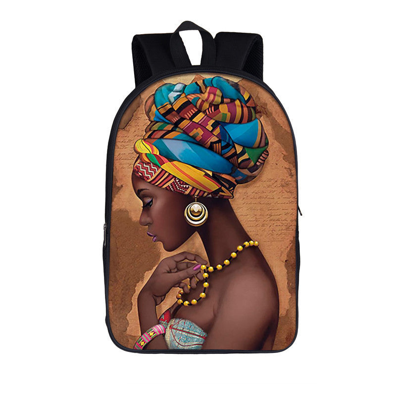 3D African Girl New Cartoon Print Backpack