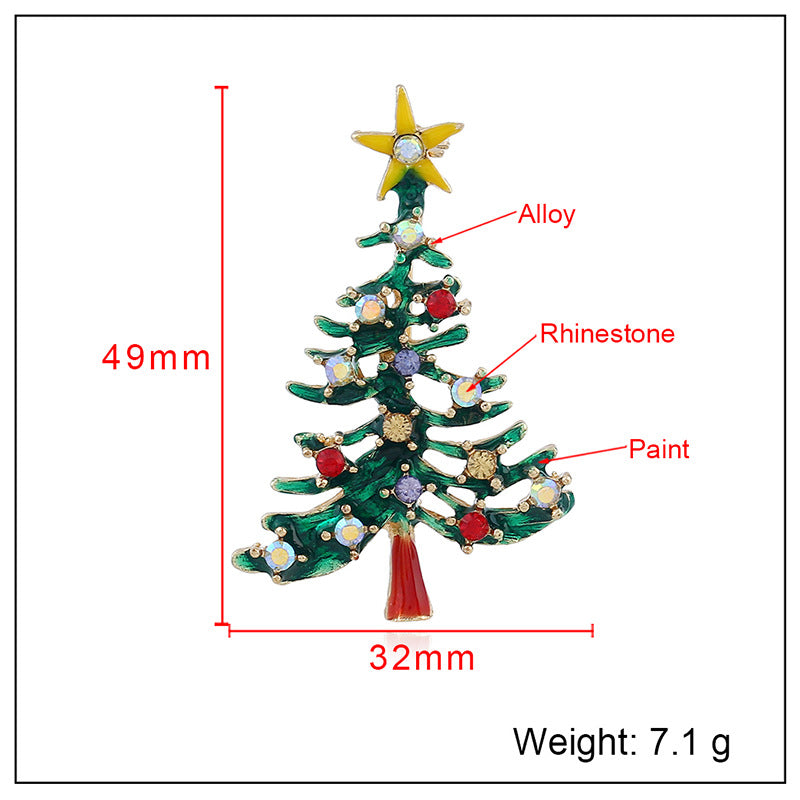 Golden christmas tree brooch