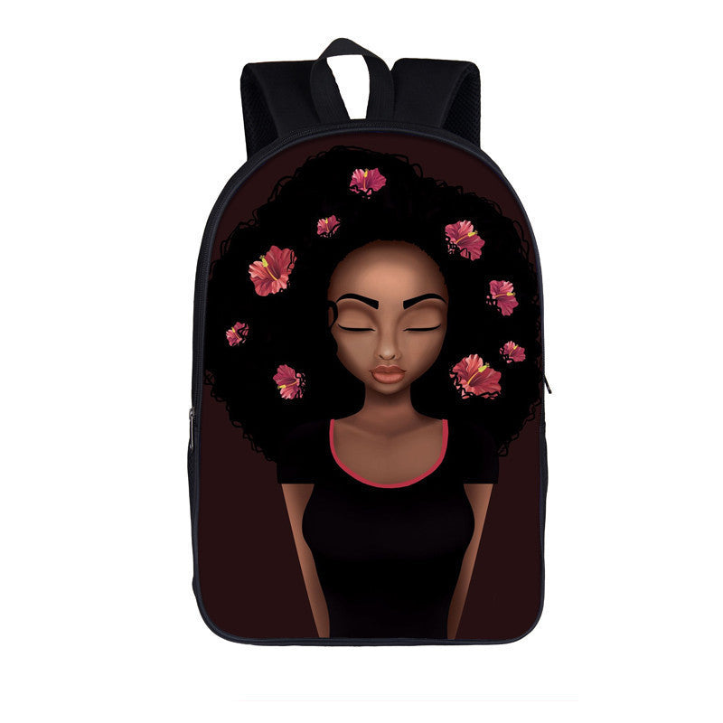 3D African Girl New Cartoon Print Backpack