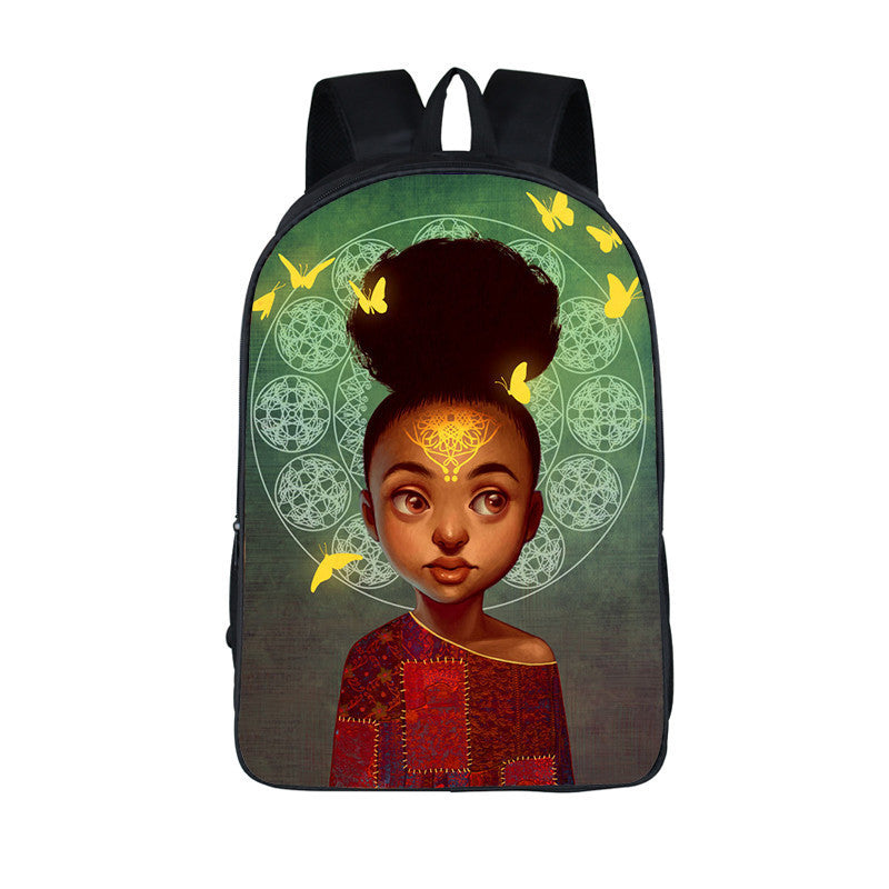 3D African Girl New Cartoon Print Backpack