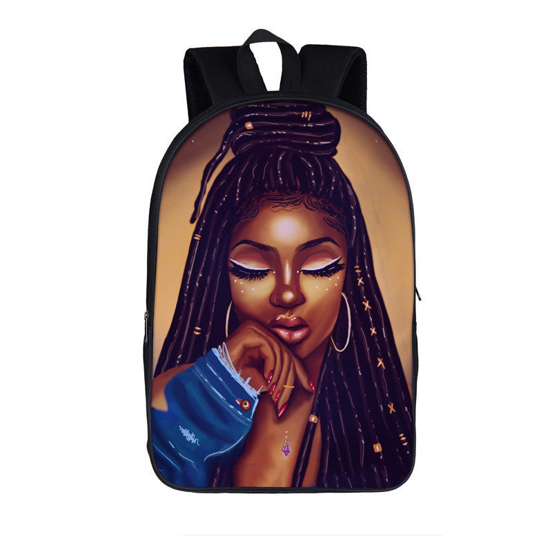 3D African Girl New Cartoon Print Backpack