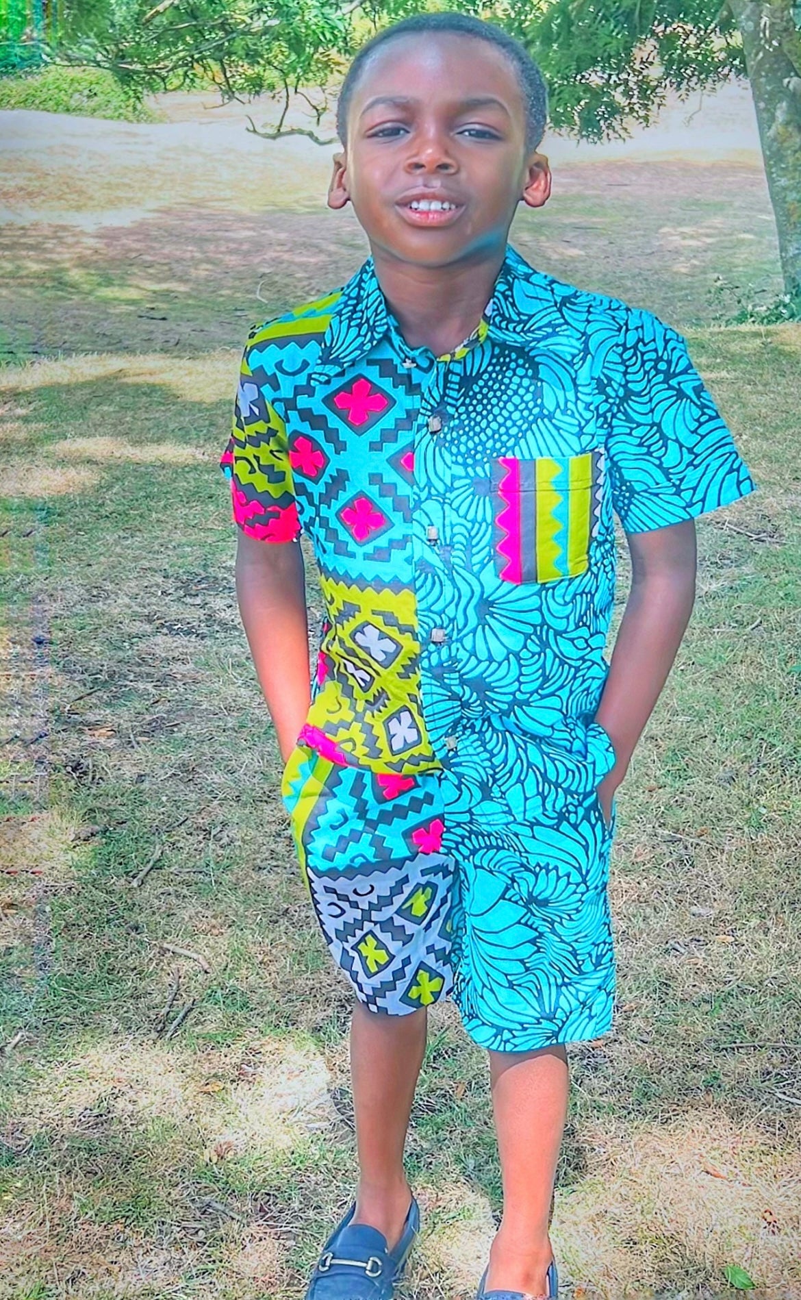 Boys African print top and short